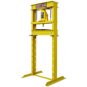 12-Ton Steel H-Frame Garage Floor Press, Hydraulic Shop Press with Press Plates, Yellow