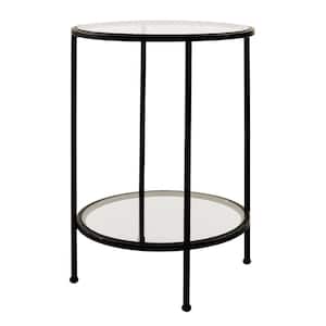 Bella Round Antique Bronze Metal and Glass Accent Table (18 in. W x 24 in. H)