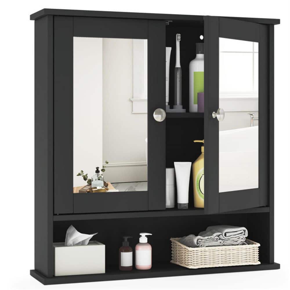 22 in W x 23 in. H Wall Surface Mount Rectangular Medicine Cabinet with Mirror 2 Mirror Door and Storage Shelf in White price history on PriceWatchPro