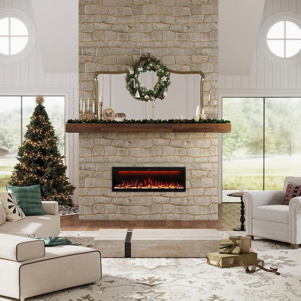 50 in. Wall Mounted/Embedded Electric Fireplace Insert with WIFI and Remote Control
