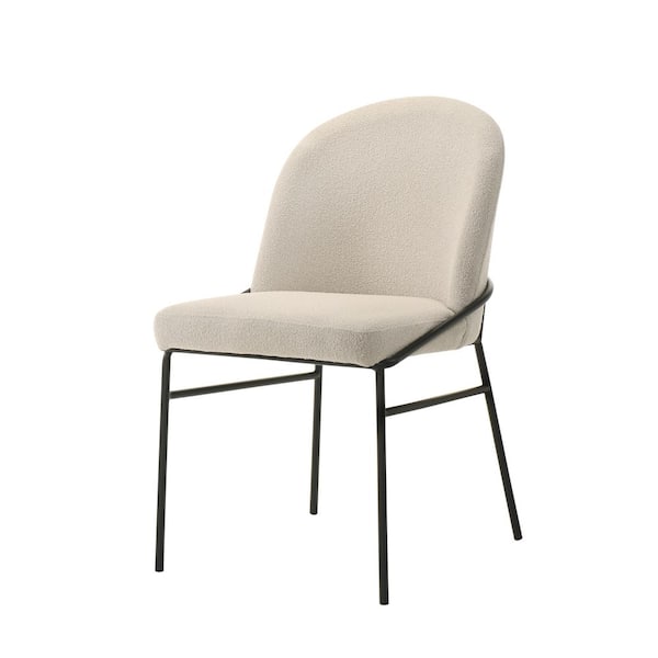 Elias White Cream and Black Chenille Side Chair Set of 2