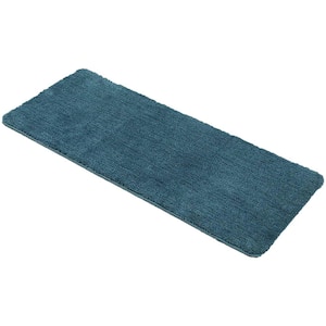 Runner 20 in. x 48 in. Peacock Blue Green Polyester Microfiber Rectangle Bath Mat Runner Rug