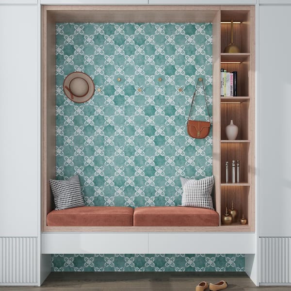 Siena Green 5.35 in. x 5.35 in. Matte Ceramic Cross-Shaped Deco Wall and Floor Tile (5.37 sq. ft./case) (27-pack)