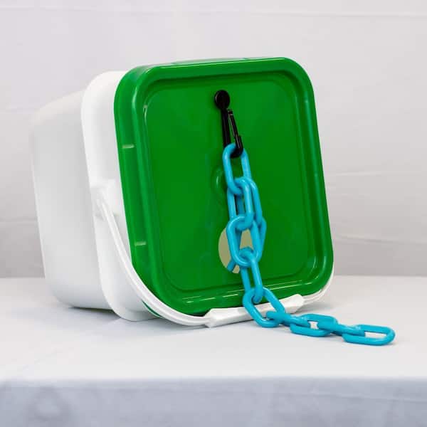 2 in. (#8, 51 mm) x 65 ft. Heavy Duty Plastic Safety Chain Turquoise in a Pail