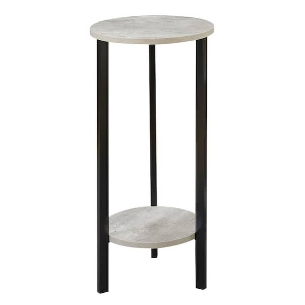 Convenience Concepts Graystone 31.5 in. H Faux Birch/Black High Round Particle Board Indoor Plant Stand with 2-Tiers