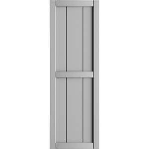 21-1/2 in. x 59 in. True Fit PVC 4-Board Framed Board and Batten Shutters in Hailstorm Gray (Per Pair)