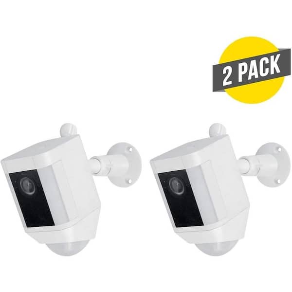 Wasserstein Adjustable Indoor and Outdoor Metal Wall Mount for Ring Spotlight Cam Battery in White (2-Pack)