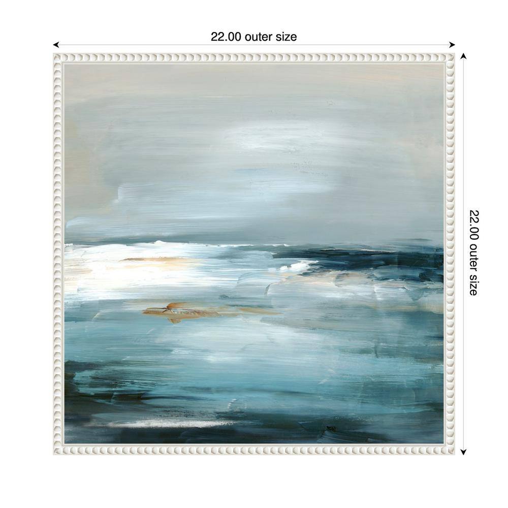 22"x22" White Framed Abstract Seascape Canvas Print