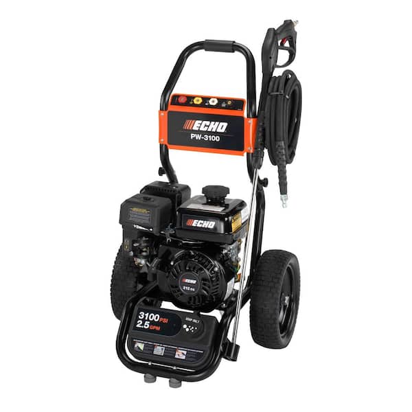 ECHO 3100 PSI 2.5 GPM Gas Cold Water Pressure Washer with 212 cc 4-Stroke Engine and 25 Foot Hose with 4 Included Nozzle Tips