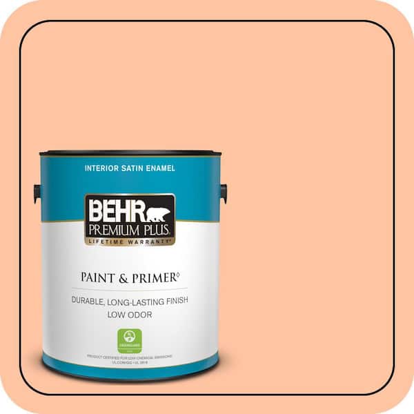 BEHR PREMIUM PLUS 1 gal. #P200-3 Tomorrows Coral Satin Enamel Low Odor Interior Paint & Primer