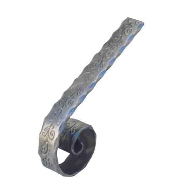arteferro 5-1/8 in. x 4-11/32 in. Flat Solid Hammered Edged Scroll Inlay Design Raw Forged Iron Handrail End Cap