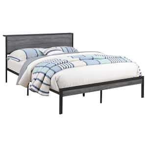 Ricky Gray and Black Metal Frame Queen Platform Bed