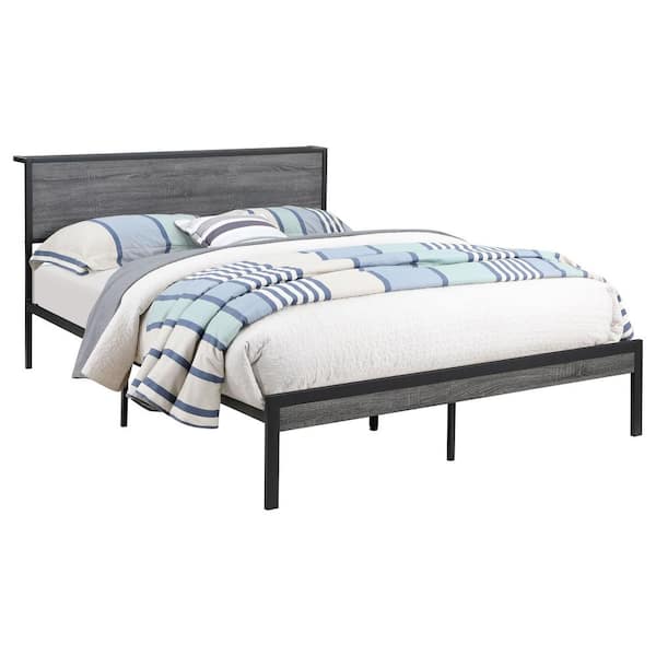 Coaster Ricky Gray and Black Metal Frame Queen Platform Bed