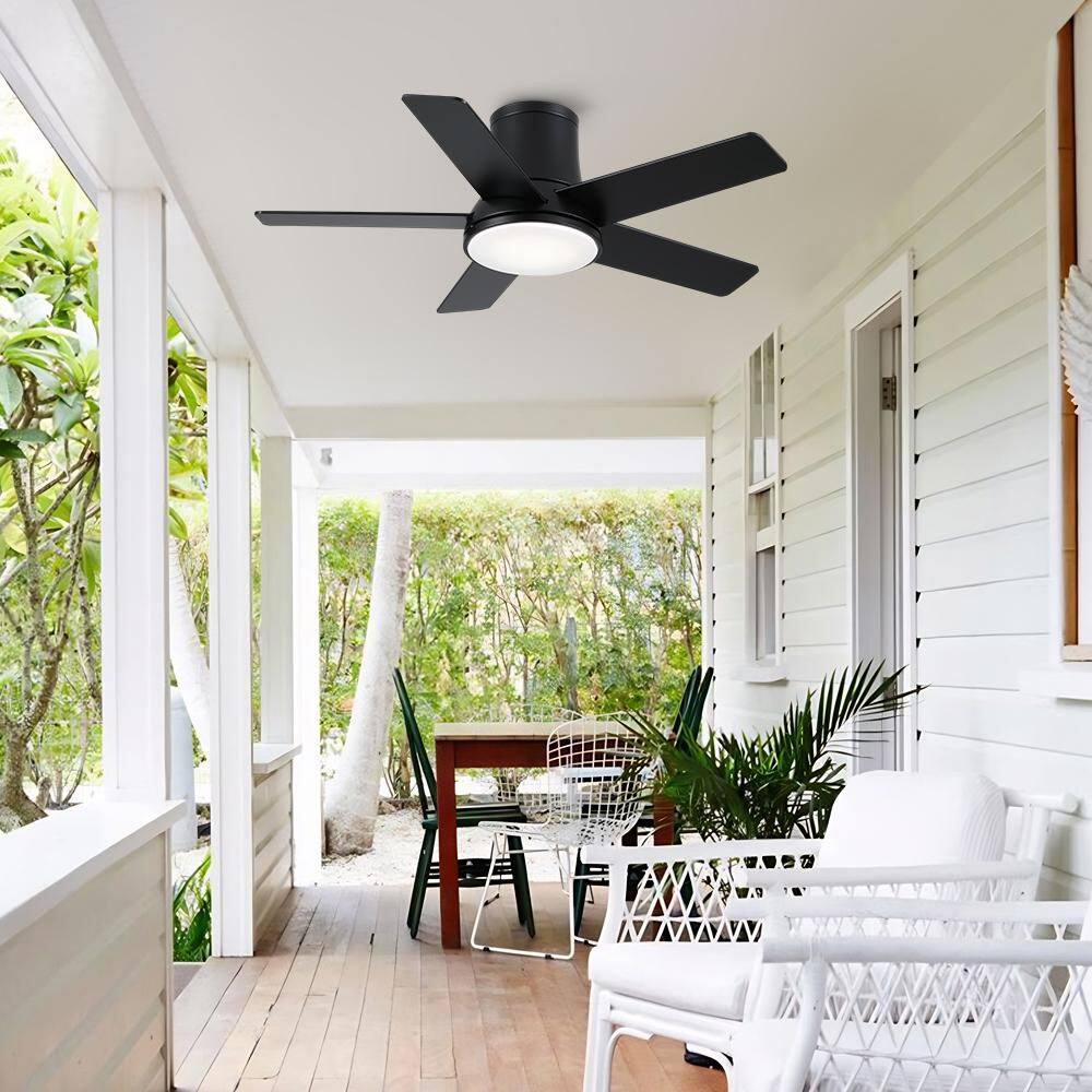 Amice 42 in. Indoor Matte Black Standard Flush Mount Ceiling Fan with Integrated LED, Remote and Reversible Motor price history on PriceWatchPro