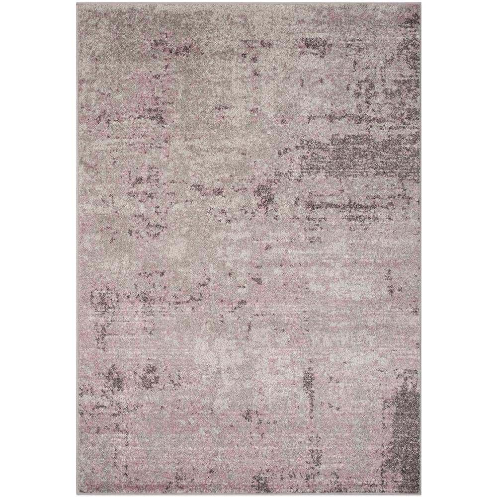 Light Gray and Purple Synthetic 10' x 14' Area Rug