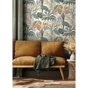 Rudyard Apricot Tropical Flora Vinyl Non-Pasted Wallpaper Roll