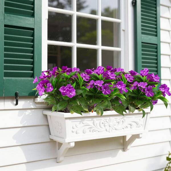 15.8 in. Purple Indoor/Outdoor Artificial Impatiens Flower Bundles