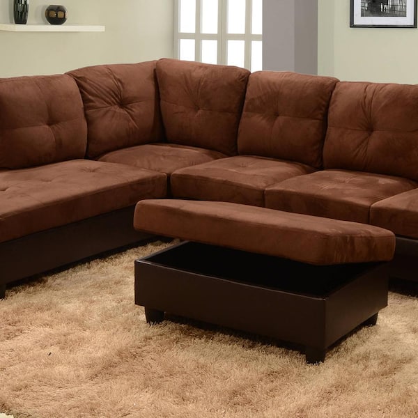 Star Home Living Chocolate Microfiber 3, Chocolate Leather Sectional Sofa