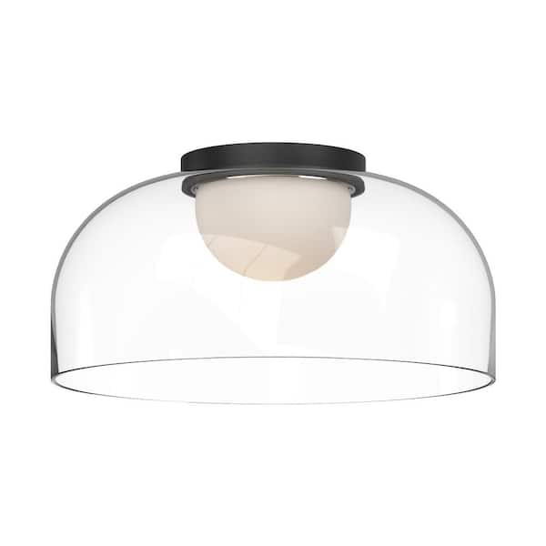 KUZCO Cedar 12 in. 1 Light 13-Watt Black/Clear Integrated LED Flush Mount