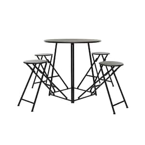 72 in. Black Round Metal Rustic Dining Table