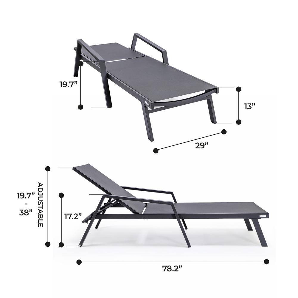Black Aluminum Adjustable Patio Sling Chaise Lounge Chair