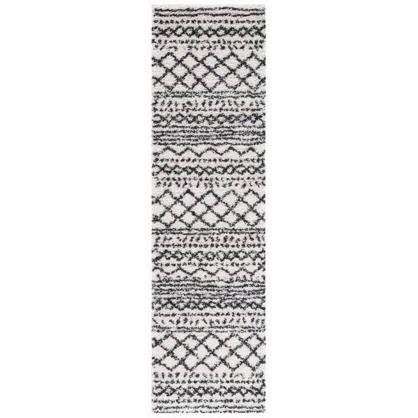 Arizona 2 ft. x 6 ft. Ivory/Black Geometric Runner Rug