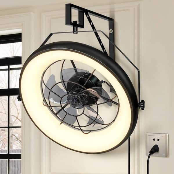 Ltemziiy 24 in. Indoor Black Low Profile Ceiling Fan with Light and Remote, Dimmable Bladeless Ceiling Fan for kids Room, Bedroom