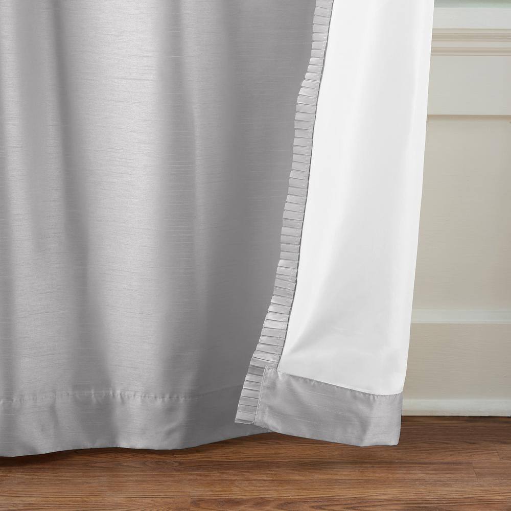 Gray Faux Silk Blackout Pleated Curtain Panel 52" x 108"