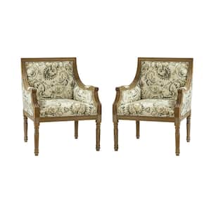 Agenor Yellow Armchair with Turned Leg (Set of 2)