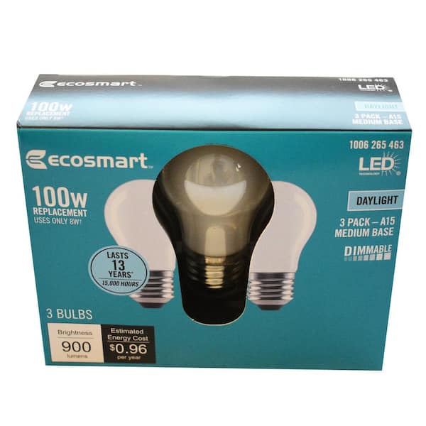 100- -Watt Equivalent A15 Dimmable Appliance Fan Frosted Glass Edison Filament LED Light Bulb Daylight (3-Pack)
