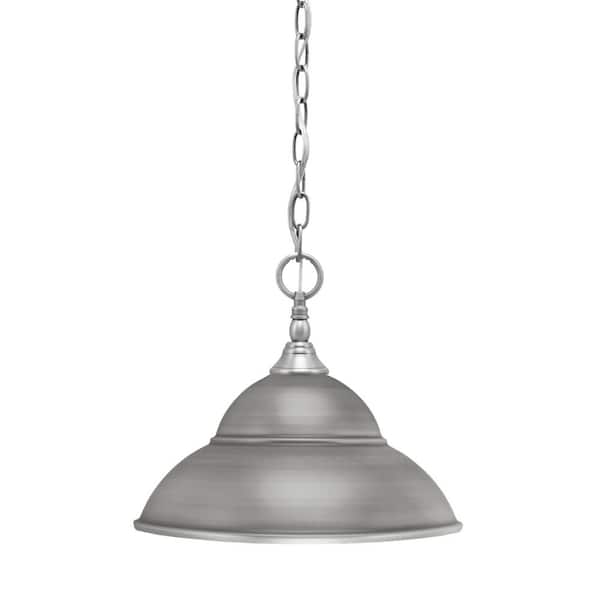 Unbranded Elva 100-Watt 1-Light Nickel Shaded Pendant Light with 13 in. Brushed Nickel Metal Shades, No Bulbs Included