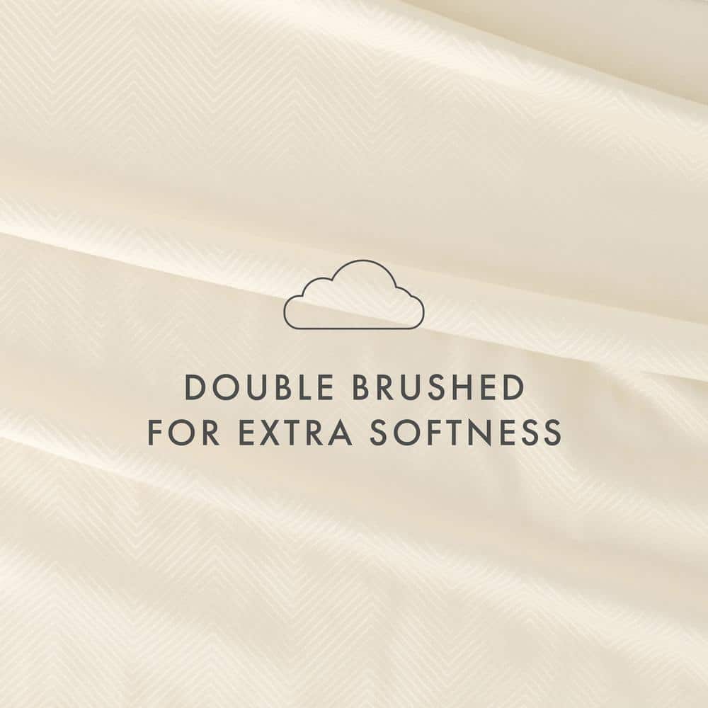 Twin White Chevron Embossed Microfiber Bed Sheet Set