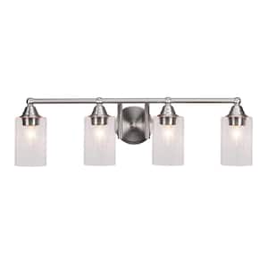 Madison 7 in. 4-Light Bath Bar, Brushed Nickel, Clear Bubble Glass Vanity Light
