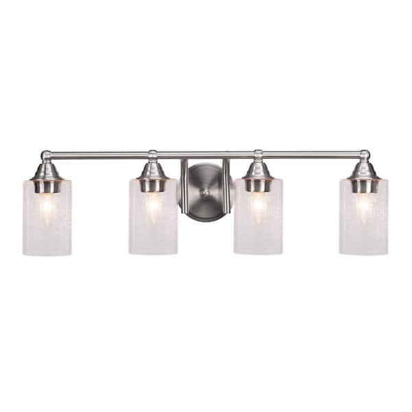 Unbranded Madison 7 in. 4-Light Bath Bar, Brushed Nickel, Clear Bubble Glass Vanity Light