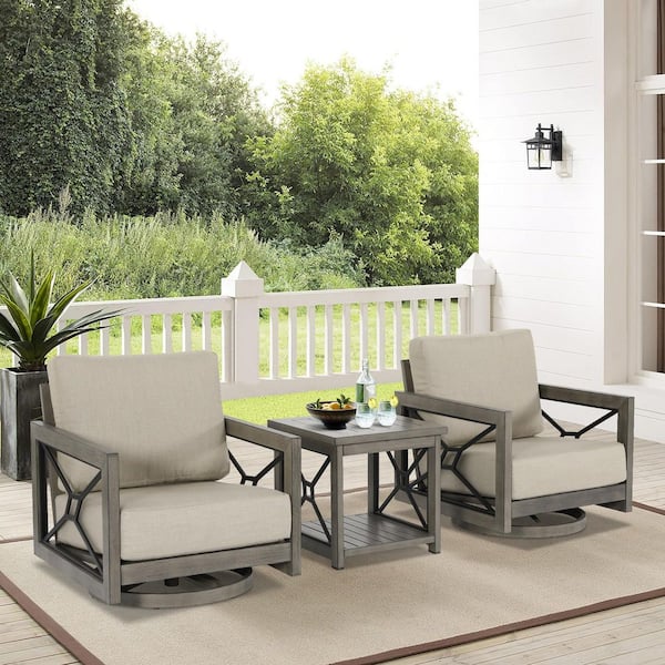 ULAX FURNITURE Marindo 3-Piece Aluminum Patio Conversation Set with Sunbrella Cushions