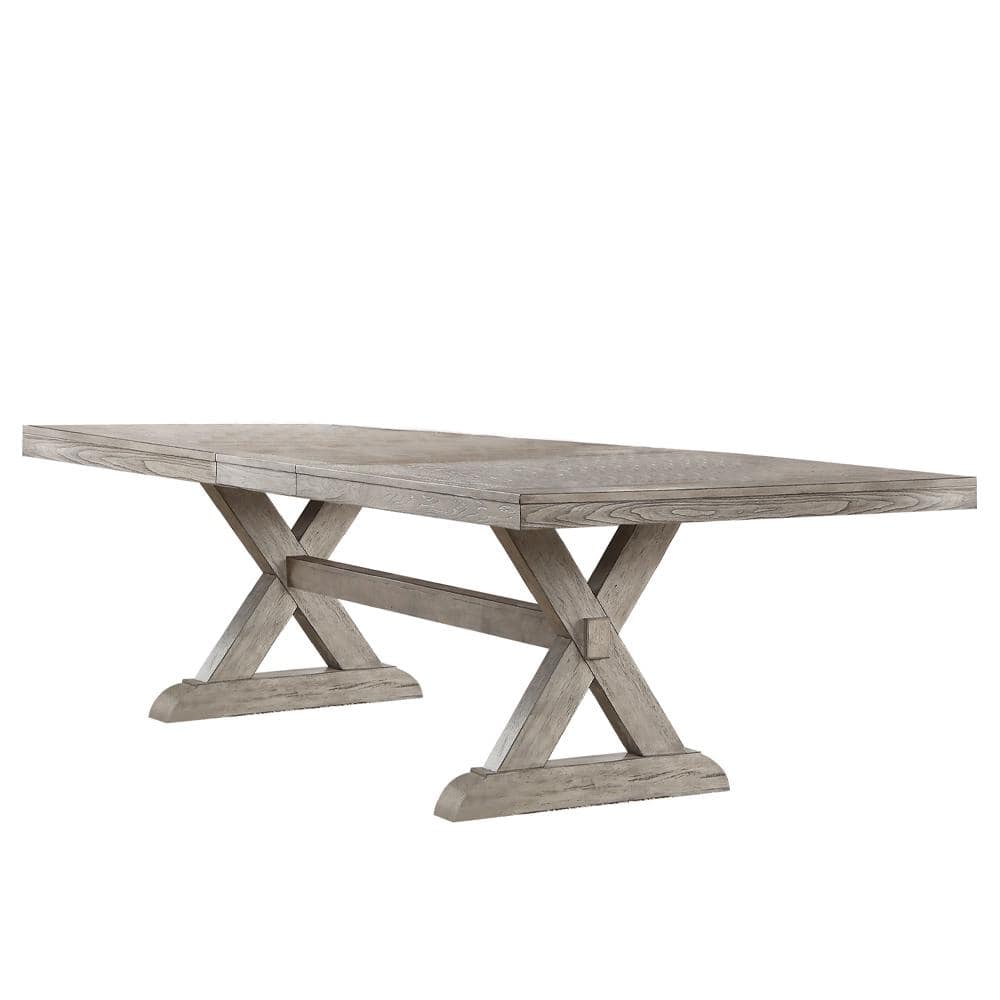 Gray Oak 82" Rectangular Dining Table with Trestle Base