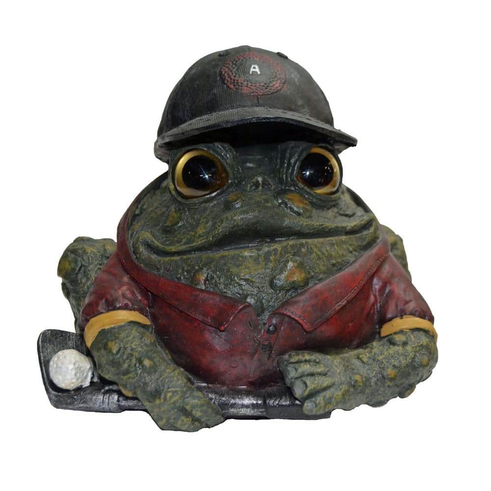Natural Green Resin Golfing Toad Garden Statue