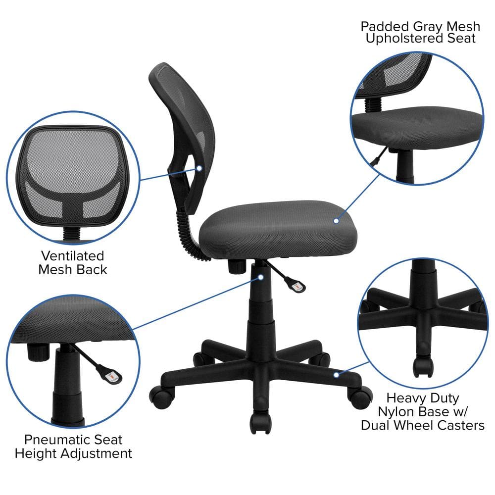 ErgoComfort 360 Swivel Mesh Task Chair with Lumbar Support, Gray and Black