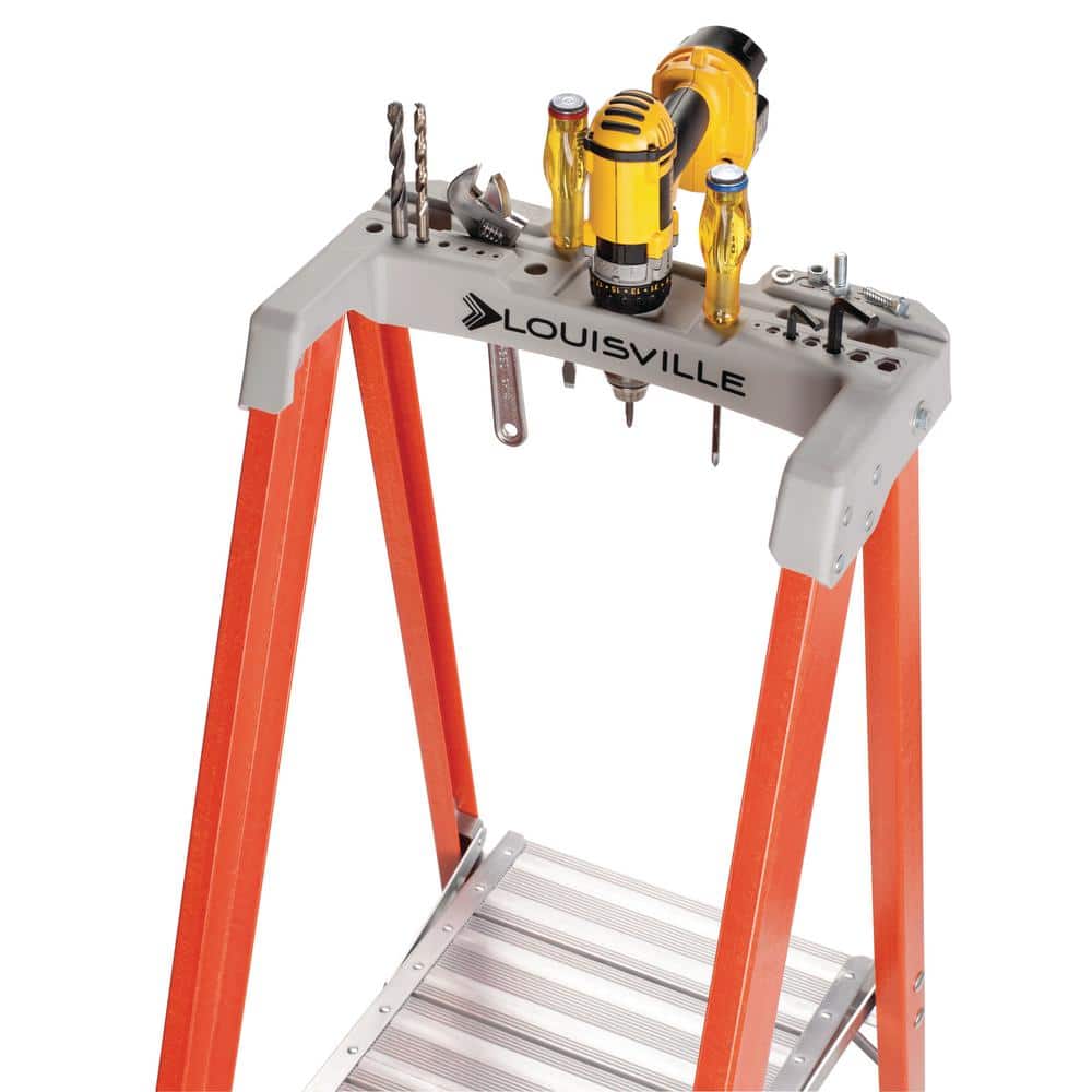 4 ft Orange Fiberglass Pinnacle Platform Ladder with 300 lbs Capacity
