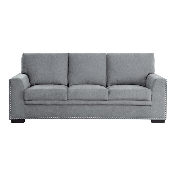 EVERGLADE HOME Driggs 84 in. W Square Arm Chenille Straight Sofa in Gray