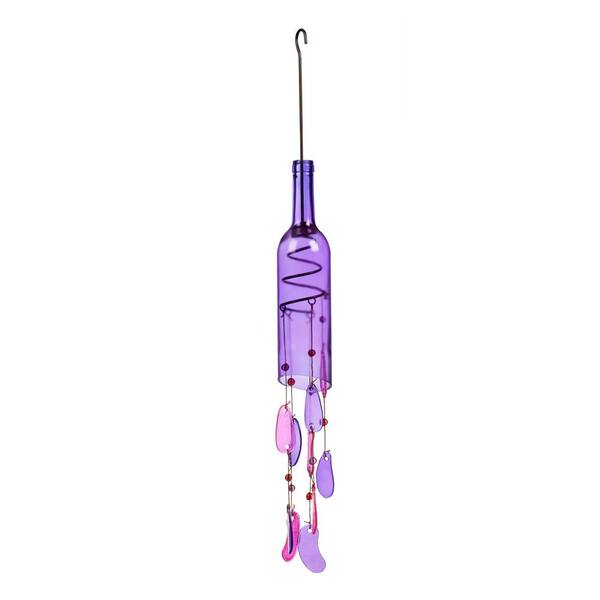 Evergreen 29 in. Purple Bottle Wind Chime