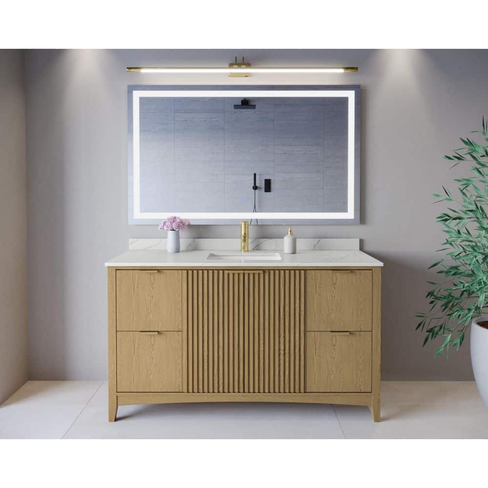 Palmilla 60 in. Single Freestanding Natural Oak Bath Vanity with Giotto Quartz Top Assembled price history on PriceWatchPro
