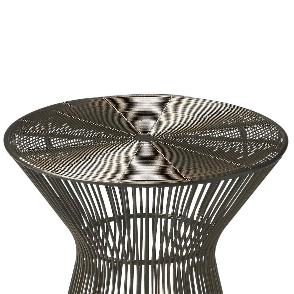 Transitional Black Iron Silhouette Round Accent Table