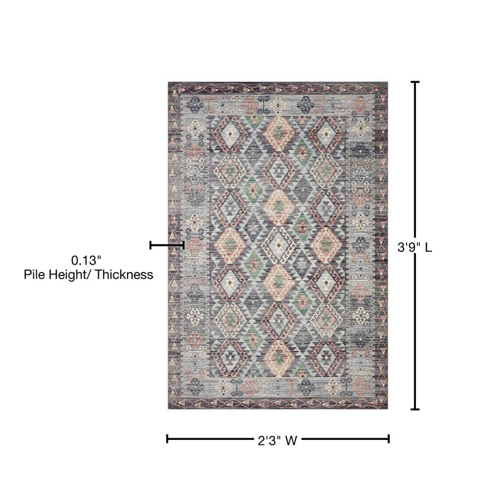 Zion Southwest Flair Low-Pile Rectangular Rug, Gray, 27" x 45"