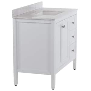 Darcy 43 in. W x 22 in. D x 39 in. H Single Sink Freestanding Bath Vanity in White with Lunar Cultured Marble Top