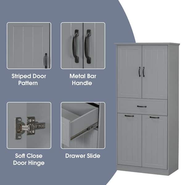 Lycvki 29.9 in. W x 15.7 in. D x 65.8 in. H Gray Linen