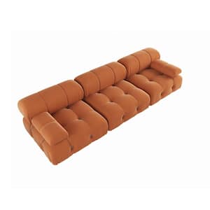 103.8 in. Square Arm 3-Piece Rectangular Velvet Modular Free Combination Sectional Sofa in Orange
