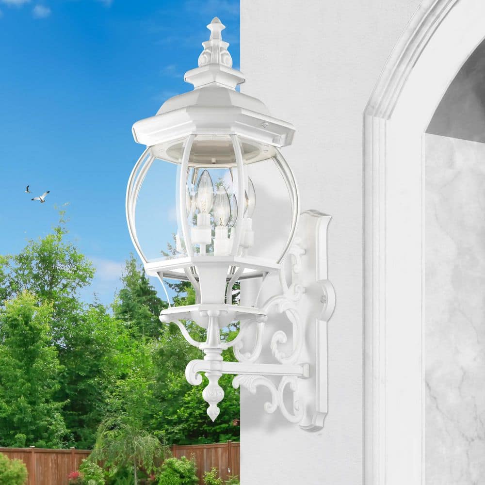 Yorkmont 4 Light Textured White Outdoor Wall Lantern price history on PriceWatchPro