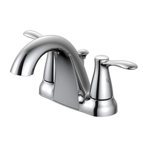 Glacier Bay Gable 4 in. Centerset 2-Handle Mid-Arc Bathroom Faucet in Chrome