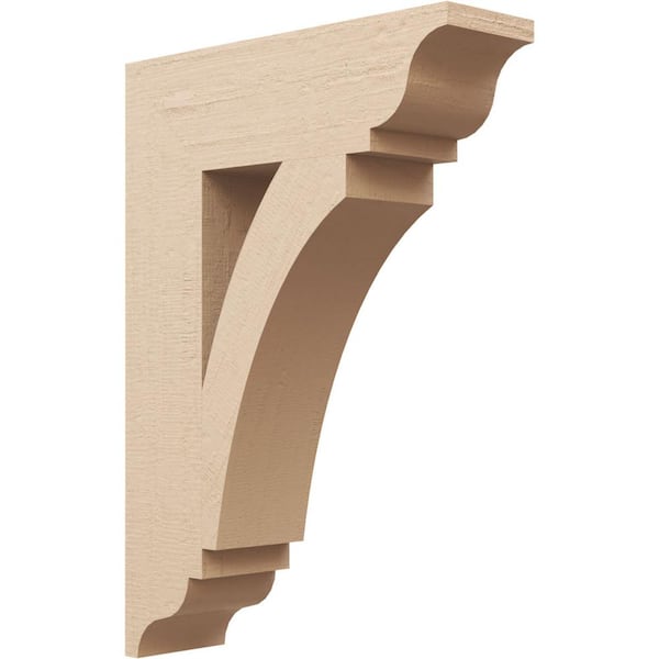 Ekena Millwork 5.5 in. x 28 in. x 20 in. Thorton Traditional Rough Cedar Woodgrain Timberthane Polyurethane Bracket, Primed Tan